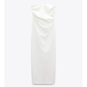 Zara White Strapless Midi Dress
